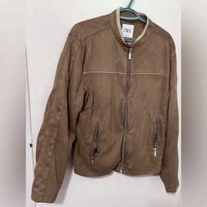 Zara womens faux suede jacket sz large.  in excellent used condition.